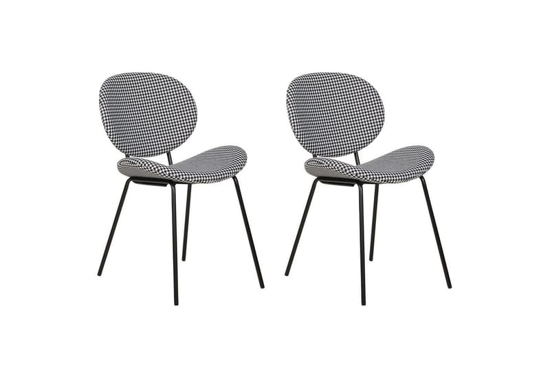 Sett med 2 spisestoler Luana, Svart, Hvit/Polyester