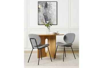 Sett med 2 spisestoler Luana - Svart, Hvit/Polyester - Møbler - Stoler - Spisestuestoler & kjøkkenstoler