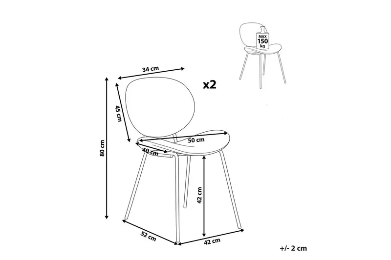 Sett med 2 spisestoler Luana - Svart/Bouclé - Møbler - Stoler - Spisestuestoler & kjøkkenstoler