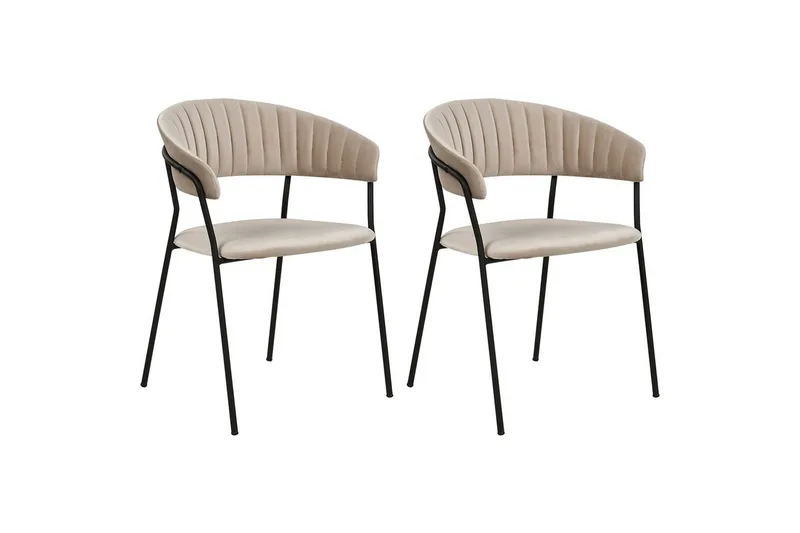 Sett med 2 spisestoler Mariposa, Beige, svart/Fløyel