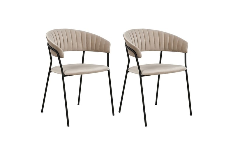 Sett med 2 spisestoler Mariposa - Beige, svart/Fløyel - Møbler - Stoler - Spisestuestoler & kjøkkenstoler
