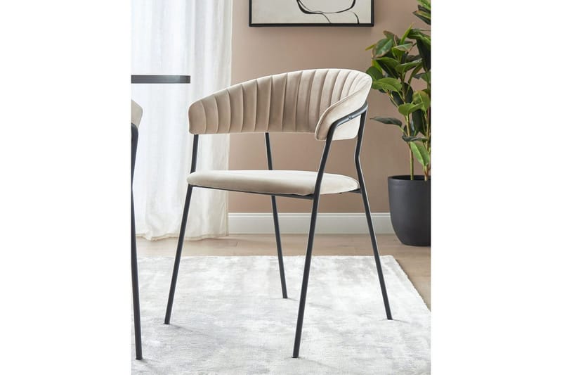 Sett med 2 spisestoler Mariposa - Beige, svart/Fløyel - Møbler - Stoler - Spisestuestoler & kjøkkenstoler