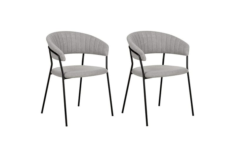 Sett med 2 spisestoler Mariposa - Grå, svart/Bouclé - Møbler - Stoler - Spisestuestoler & kjøkkenstoler