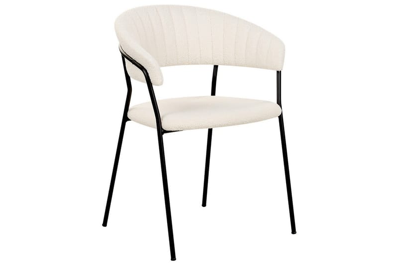 Sett med 2 spisestoler Mariposa - Hvit, Svart/Bouclé - Møbler - Stoler - Spisestuestoler & kjøkkenstoler