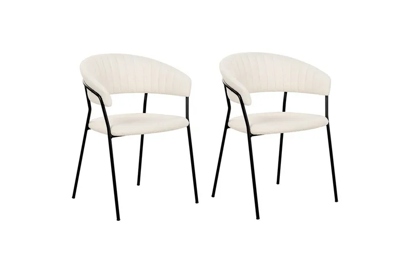Sett med 2 spisestoler Mariposa - Hvit, Svart/Bouclé - Møbler - Stoler - Spisestuestoler & kjøkkenstoler