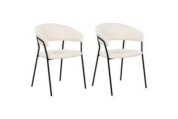 Sett med 2 spisestoler Mariposa - Hvit, Svart/Bouclé - Møbler - Stoler - Spisestuestoler & kjøkkenstoler