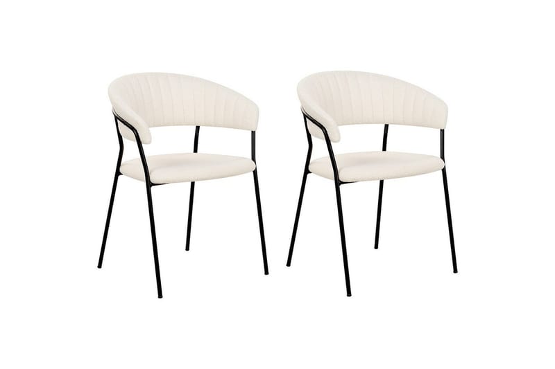 Sett med 2 spisestoler Mariposa - Hvit, Svart/Bouclé - Møbler - Stoler - Spisestuestoler & kjøkkenstoler