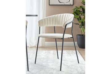 Sett med 2 spisestoler Mariposa - Kremhvit, Svart/Fløyel - Møbler - Stoler - Spisestuestoler & kjøkkenstoler