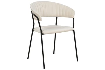 Sett med 2 spisestoler Mariposa - Kremhvit, Svart/Fløyel - Møbler - Stoler - Spisestuestoler & kjøkkenstoler