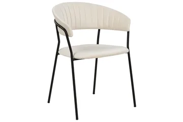 Sett med 2 spisestoler Mariposa - Kremhvit, Svart/Fløyel - Møbler - Stoler - Spisestuestoler & kjøkkenstoler