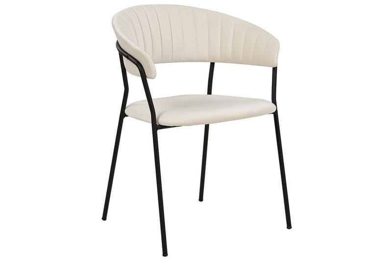 Sett med 2 spisestoler Mariposa - Kremhvit, Svart/Fløyel - Møbler - Stoler - Spisestuestoler & kjøkkenstoler