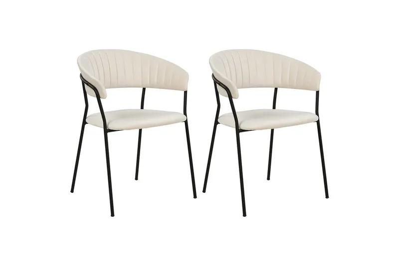Sett med 2 spisestoler Mariposa, Kremhvit, Svart/Fløyel