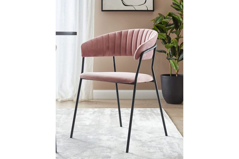 Sett med 2 spisestoler Mariposa - Rosa, svart/fløyel - Møbler - Stoler - Spisestuestoler & kjøkkenstoler