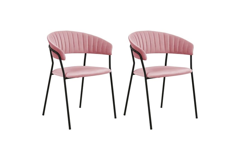 Sett med 2 spisestoler Mariposa, Rosa, svart/fløyel