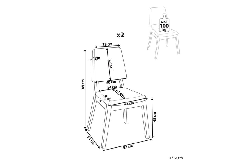 Sett med 2 spisestoler Merrill - Lyst tre, beige - Møbler - Stoler - Spisestuestoler & kjøkkenstoler