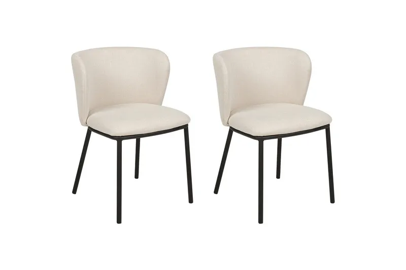 Sett med 2 spisestoler Mina, Beige, svart/Polyester