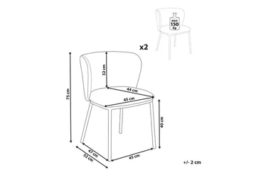 Sett med 2 spisestoler Mina - Beige, svart/Polyester - Møbler - Stoler - Spisestuestoler & kjøkkenstoler