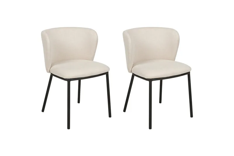 Sett med 2 spisestoler Mina, Beige, svart/Polyester