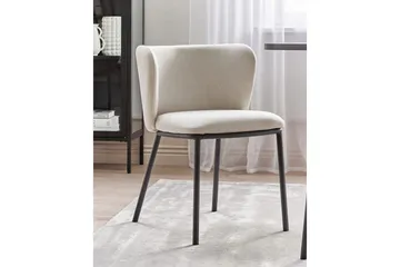 Sett med 2 spisestoler Mina - Beige, svart/Polyester - Møbler - Stoler - Spisestuestoler & kjøkkenstoler