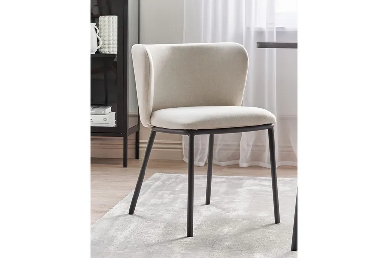 Sett med 2 spisestoler Mina - Beige, svart/Polyester - Møbler - Stoler - Spisestuestoler & kjøkkenstoler