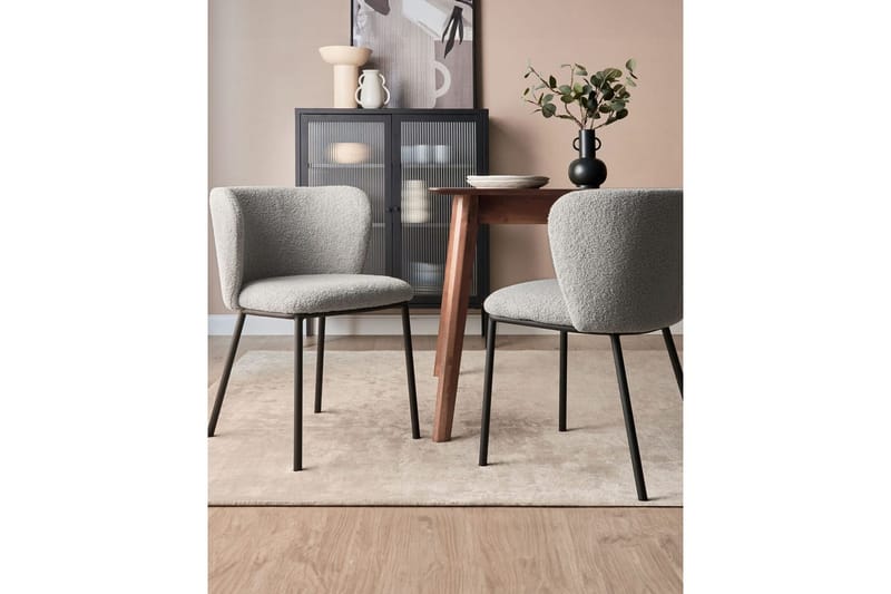 Sett med 2 spisestoler Mina - Grå, svart/Bouclé - Møbler - Stoler - Spisestuestoler & kjøkkenstoler
