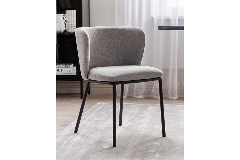Sett med 2 spisestoler Mina - Grå, svart/Polyester - Møbler - Stoler - Spisestuestoler & kjøkkenstoler