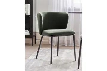 Sett med 2 spisestoler Mina - Grønn, Svart/Polyester - Møbler - Stoler - Spisestuestoler & kjøkkenstoler