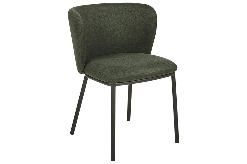 Sett med 2 spisestoler Mina - Grønn, Svart/Polyester - Møbler - Stoler - Spisestuestoler & kjøkkenstoler