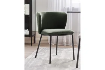 Sett med 2 spisestoler Mina - Grønn, Svart/Polyester - Møbler - Stoler - Spisestuestoler & kjøkkenstoler