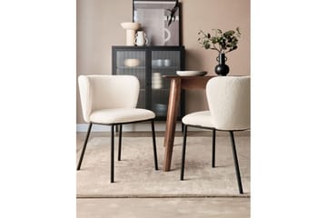 Sett med 2 spisestoler Mina - Hvit, Svart/Bouclé - Møbler - Stoler - Spisestuestoler & kjøkkenstoler