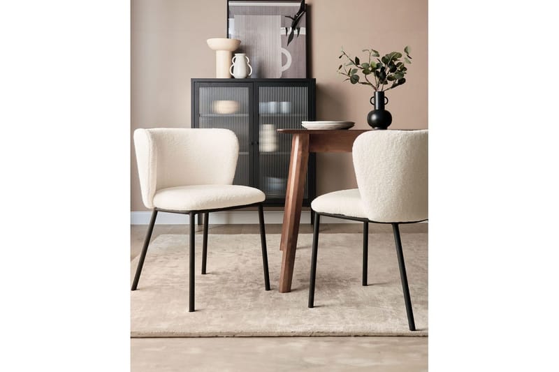 Sett med 2 spisestoler Mina - Hvit, Svart/Bouclé - Møbler - Stoler - Spisestuestoler & kjøkkenstoler