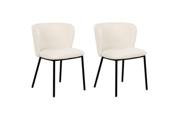 Sett med 2 spisestoler Mina - Hvit, Svart/Bouclé - Møbler - Stoler - Spisestuestoler & kjøkkenstoler