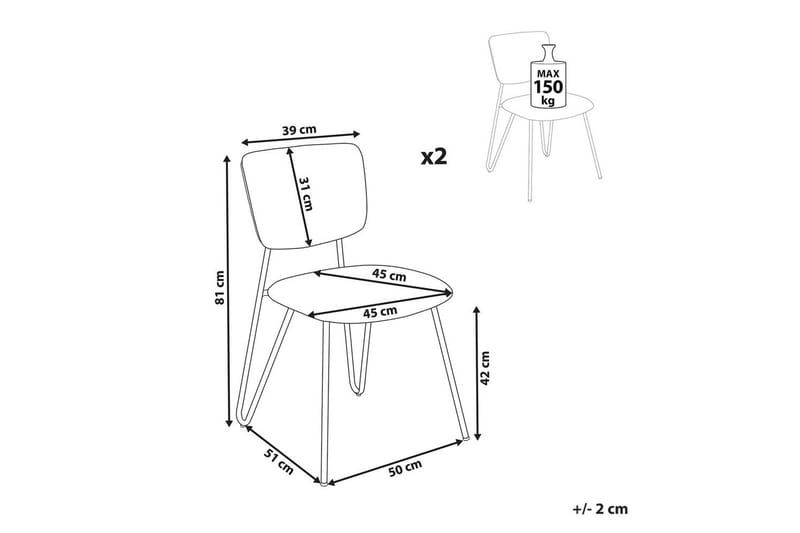 Sett med 2 spisestoler Nelko - Grønn, Svart - Møbler - Stoler - Spisestuestoler & kjøkkenstoler