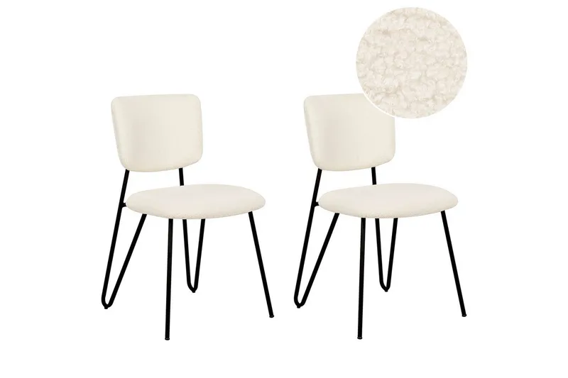 Sett med 2 spisestoler Nelko, Hvit, Svart