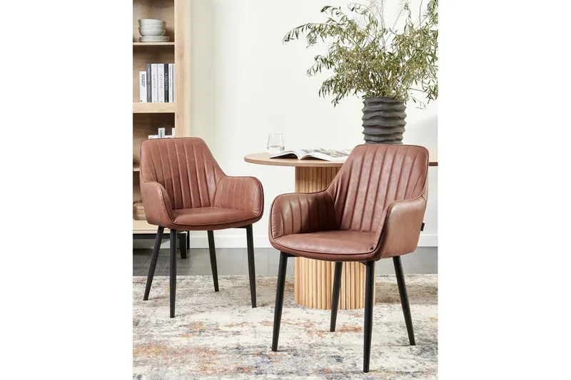 Sett med 2 spisestoler Wellston - Brun, Svart - Møbler - Stoler - Spisestuestoler & kjøkkenstoler