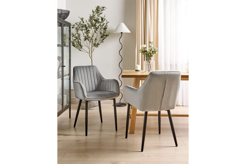 Sett med 2 spisestoler Wellston - Grå, svart - Møbler - Stoler - Spisestuestoler & kjøkkenstoler