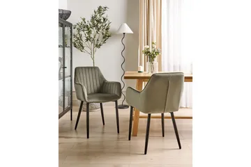 Sett med 2 spisestoler Wellston - Grønn, svart, Grønn, Svart - Møbler - Stoler - Spisestuestoler & kjøkkenstoler