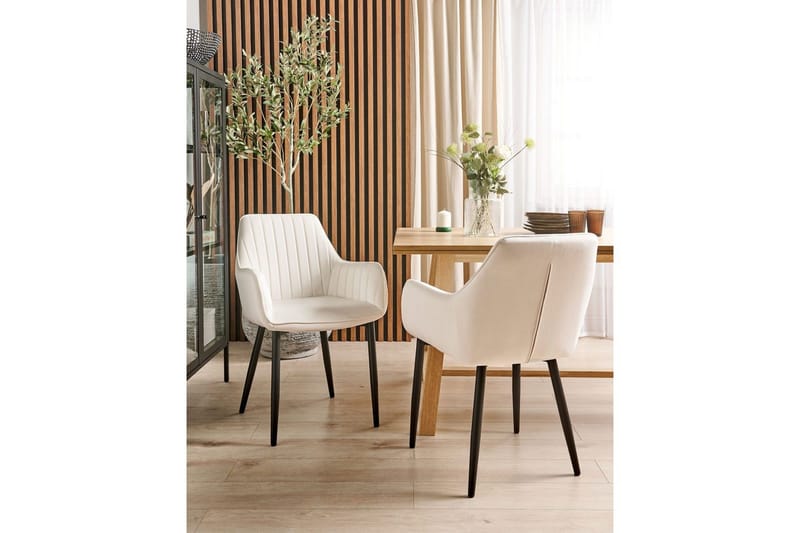 Sett med 2 spisestoler Wellston - Hvit, Svart - Møbler - Stoler - Spisestuestoler & kjøkkenstoler