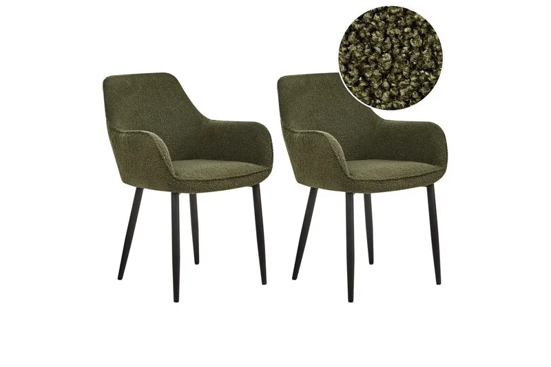Sett med 2 spisestuestoler Alden, Grønn, Svart