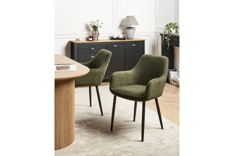 Sett med 2 spisestuestoler Alden - Grønn, Svart - Møbler - Stoler - Spisestuestoler & kjøkkenstoler