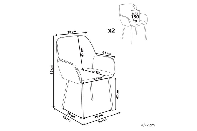 Sett med 2 spisestuestoler Alden - Hvit, Svart - Møbler - Stoler - Spisestuestoler & kjøkkenstoler