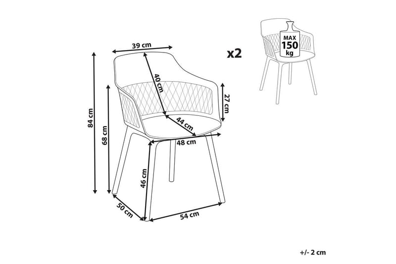 Sett med 2 spisestuestoler Almira - Hvit - Møbler - Stoler - Spisestuestoler & kjøkkenstoler