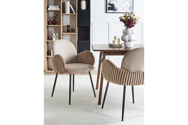 Sett med 2 spisestuestoler Amity - Beige, svart, brun - Møbler - Stoler - Spisestuestoler & kjøkkenstoler