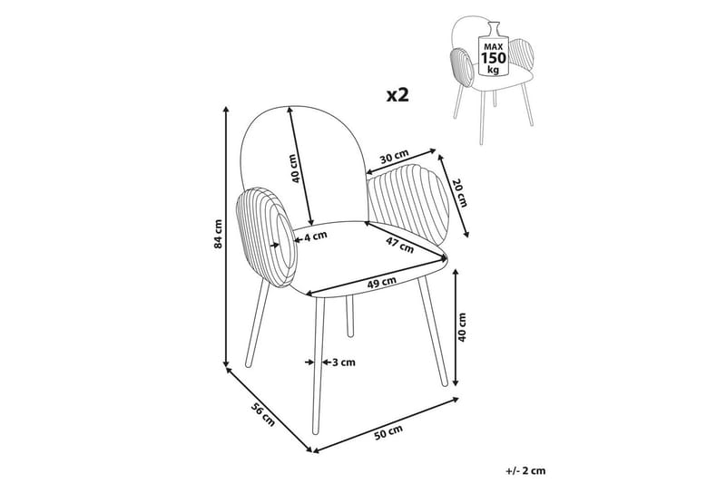 Sett med 2 spisestuestoler Amity - Grønn, svart - Møbler - Stoler - Spisestuestoler & kjøkkenstoler