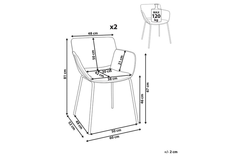 Sett med 2 spisestuestoler Axtel - Grå, svart - Møbler - Stoler - Spisestuestoler & kjøkkenstoler