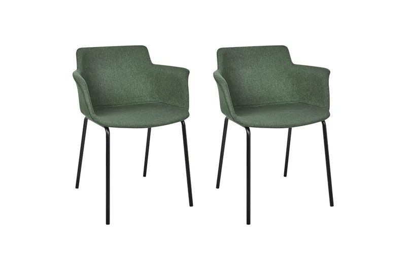 Sett med 2 spisestuestoler Belfield, Grønn, svart