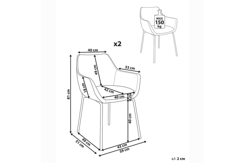 Sett med 2 spisestuestoler Bowdon - Møbler - Stoler - Spisestuestoler & kjøkkenstoler