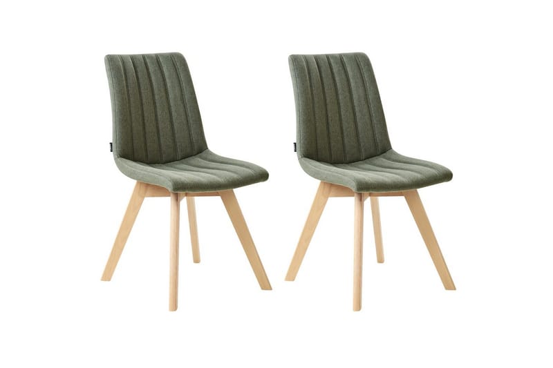 Sett med 2 spisestuestoler Calgary, Grønt, lyst treverk