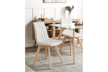 Sett med 2 spisestuestoler Calgary - Hvit, lyst tre - Møbler - Stoler - Spisestuestoler & kjøkkenstoler