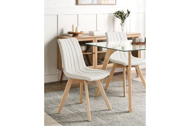 Sett med 2 spisestuestoler Calgary - Hvit, lyst tre - Møbler - Stoler - Spisestuestoler & kjøkkenstoler